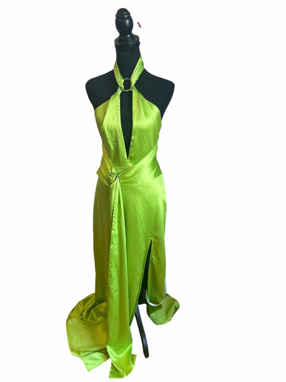 Khanums Kenisei Halter Gown In Limeade — image 2 of 8